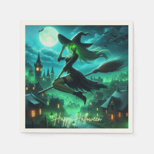 Spooky-grüne Aura Halloween-Hexe Serviette