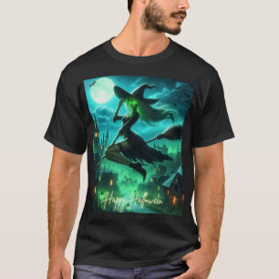 Spooky-grüne Aura Halloween-Hexe T-Shirt