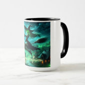 Spooky-grüne Aura Halloween-Hexe Tasse (VorderseiteRechts)