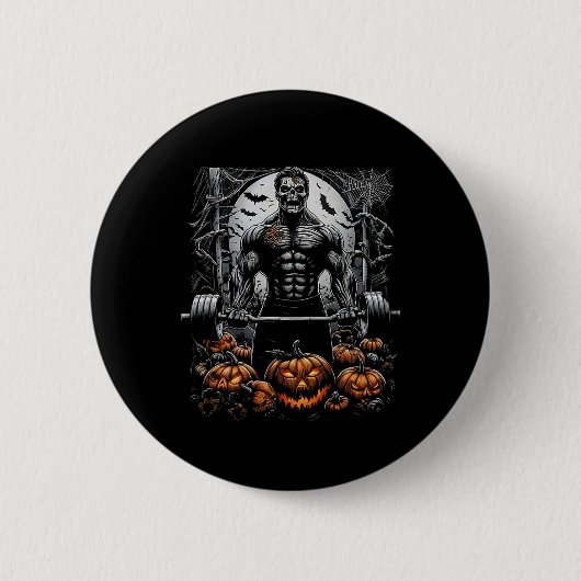 Spooky Gym Skeleton-Spuk Fitness Fun-halloween Button (Vorderseite)