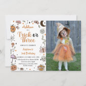 Spooky Halloween 3. Geburtstag Party Foto Einladung (Vorderseite)