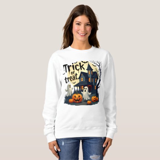 Spooky Halloween-Abend in der Spuk Hausszene Sweatshirt (Vorne ganz)