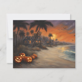 Spooky Halloween am Strand - Blank Notecard Einladung