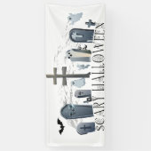 Spooky Halloween-Ansammlung Ghouls im Friedhof Banner (Vertikal)