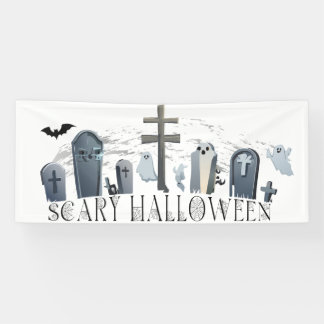 Spooky Halloween-Ansammlung Ghouls im Friedhof Banner