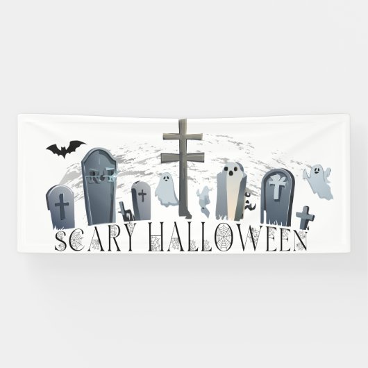 Spooky Halloween-Ansammlung Ghouls im Friedhof Banner (Horizontal)