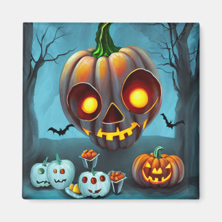 Spooky Halloween Art 2: Niedliche Kürbismonster Magnet