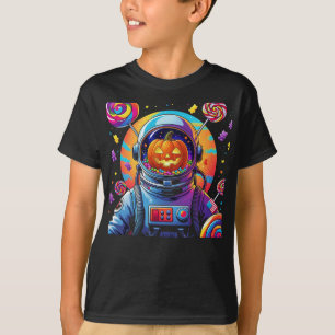 Spooky Halloween Astronaut Gwer Pumpkin Head T-Shirt
