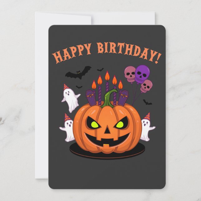 Spooky Halloween B-Tag Pumpkin Cake & Ghosts (Vorderseite)