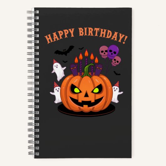Spooky Halloween B-Tag Pumpkin Cake & Ghosts Notizblock (Vorderseite)