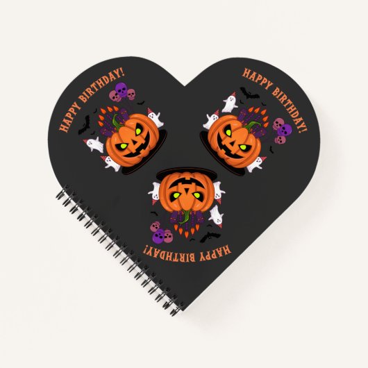 Spooky Halloween B-Tag Pumpkin Cake & Ghosts Notizblock (Vorderseite)