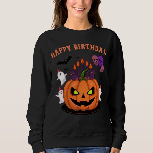 Spooky Halloween B-Tag Pumpkin Cake & Ghosts Sweatshirt (Vorderseite)