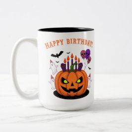 Spooky Halloween B-Tag Pumpkin Cake & Ghosts Zweifarbige Tasse