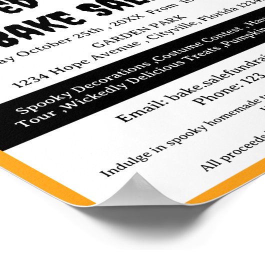 Spooky Halloween Bake Sale Fundraiser Poster (Ecke)