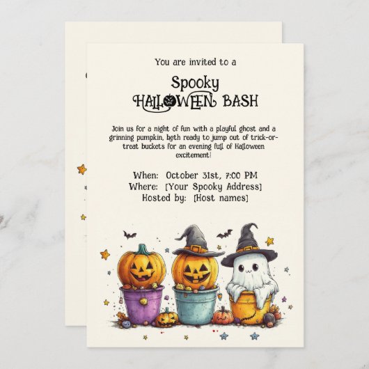 Spooky HALLOWEEN BASH Einladung (Vorne/Hinten)