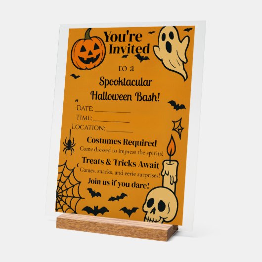 Spooky Halloween Bash Invite | Ghosts & Games Acrylschild (Winkel)
