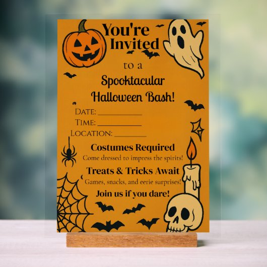 Spooky Halloween Bash Invite | Ghosts & Games Acrylschild (Neutral)