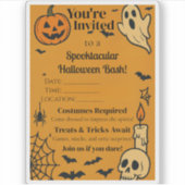 Spooky Halloween Bash Invite | Ghosts & Games Aufkleber (Vorderseite)