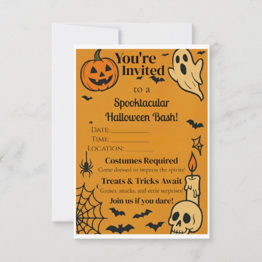 Spooky Halloween Bash Invite | Ghosts & Games Dankeskarte (Vorderseite)