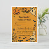 Spooky Halloween Bash Invite | Ghosts & Games Einladung (Stehend Vorderseite)