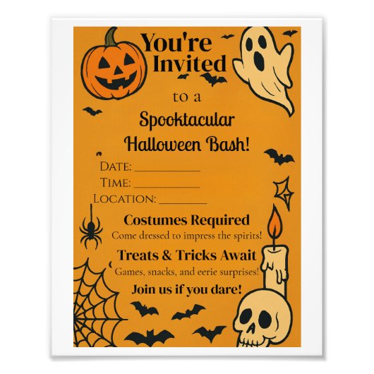 Spooky Halloween Bash Invite | Ghosts & Games Fotodruck (Vorne)