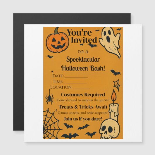 Spooky Halloween Bash Invite | Ghosts & Games Magnetkarte (Vorne/Hinten)