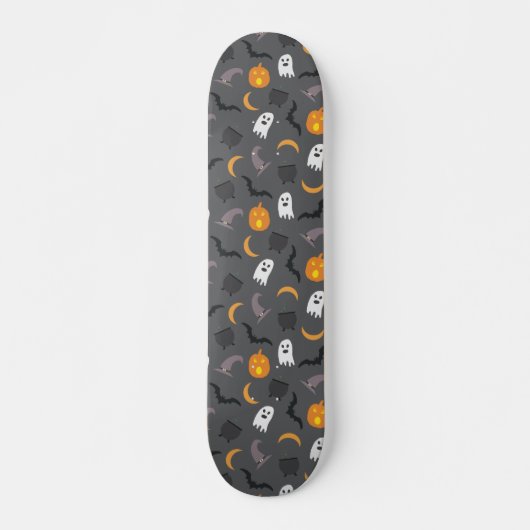 Spooky Halloween Bat Ghost Cauldron Muster Skateboard (Vorne)