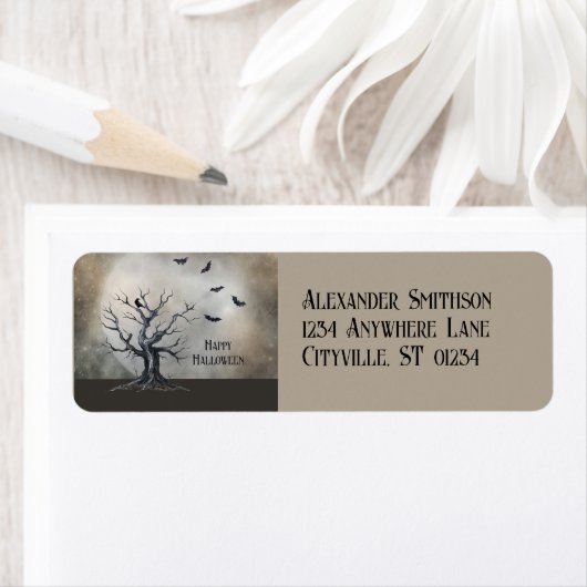 Spooky Halloween Baum mit Raven und Fledermäusen (Insitu)