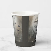 Spooky Halloween Baum mit Raven und Fledermäusen Pappbecher (Links)