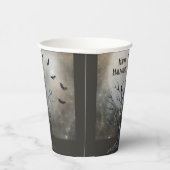 Spooky Halloween Baum mit Raven und Fledermäusen Pappbecher (Rechts)