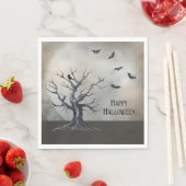 Spooky Halloween Baum mit Raven und Fledermäusen Serviette (Beispiel)