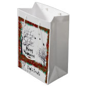 Spooky Halloween Bäume Foliage Border Personalize Mittlere Geschenktüte (Vorderseite Schrägansicht)