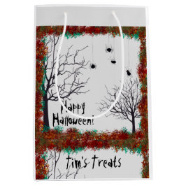 Spooky Halloween Bäume Foliage Border Personalize Mittlere Geschenktüte