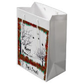Spooky Halloween Bäume Foliage Border Personalize Mittlere Geschenktüte (Rückseite Schrägansicht)
