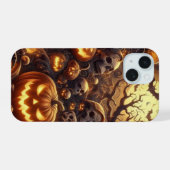Spooky Halloween Baumstämme Skulpturen Kürbis Geis iPhone 15 Hülle (Rückseite (Horizontal))