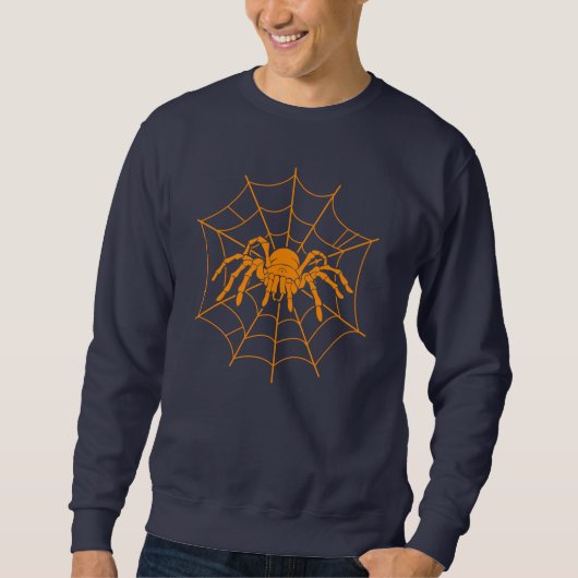 Spooky Halloween Beängstigend Orange Spider Web Sweatshirt (Vorderseite)
