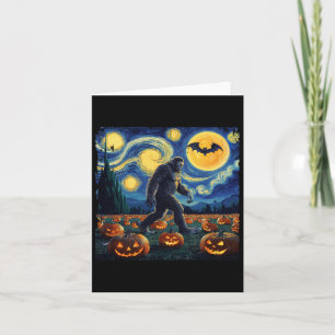 Spooky Halloween Bigfoot Starry Night Van Gogh Karte