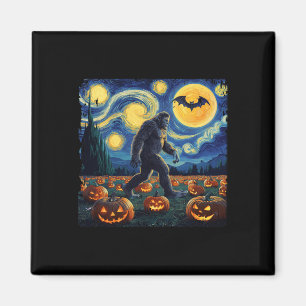 Spooky Halloween Bigfoot Starry Night Van Gogh Magnet
