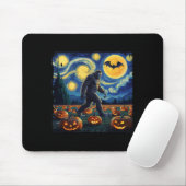 Spooky Halloween Bigfoot Starry Night Van Gogh Mousepad (Mit Mouse)