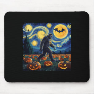 Spooky Halloween Bigfoot Starry Night Van Gogh Mousepad