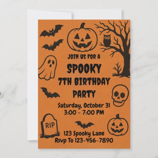 Spooky Halloween Birthday Einladung (Vorderseite)