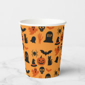 Spooky Halloween Black and Orange Trick oder Treff Pappbecher (Rückseite)