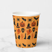 Spooky Halloween Black and Orange Trick oder Treff Pappbecher (Rechts)