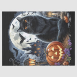 Spooky Halloween Black Cat Decoupage Seidenpapier