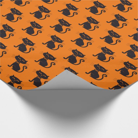 Spooky Halloween Black Cat Geschenkpapier (Ecke)