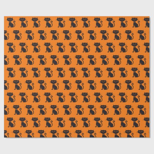Spooky Halloween Black Cat Geschenkpapier (Flach)