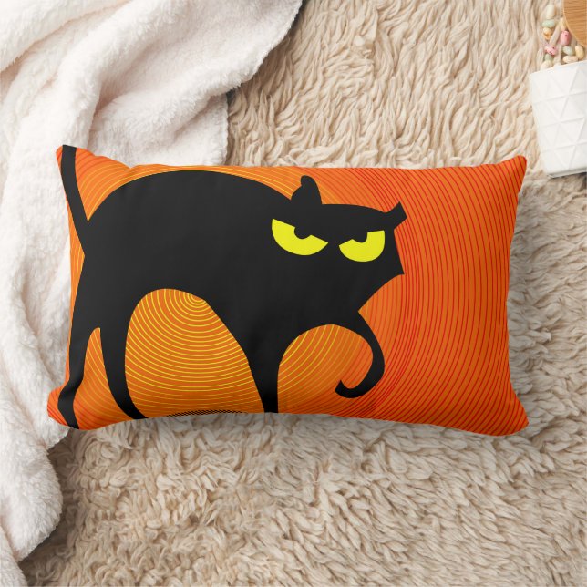 Spooky Halloween Black Cat Lendenkissen (Decke)
