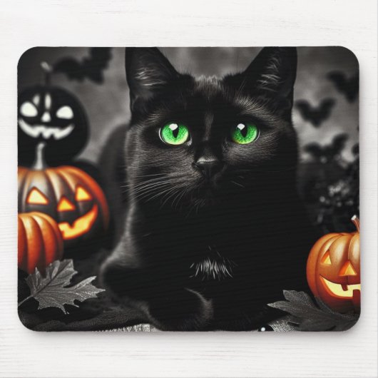 Spooky Halloween Black Cat Mouse Pad Mousepad (Vorne)