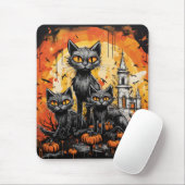 Spooky Halloween Black Cat Mousepad (Mit Mouse)