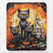 Spooky Halloween Black Cat Mousepad (Vorne)